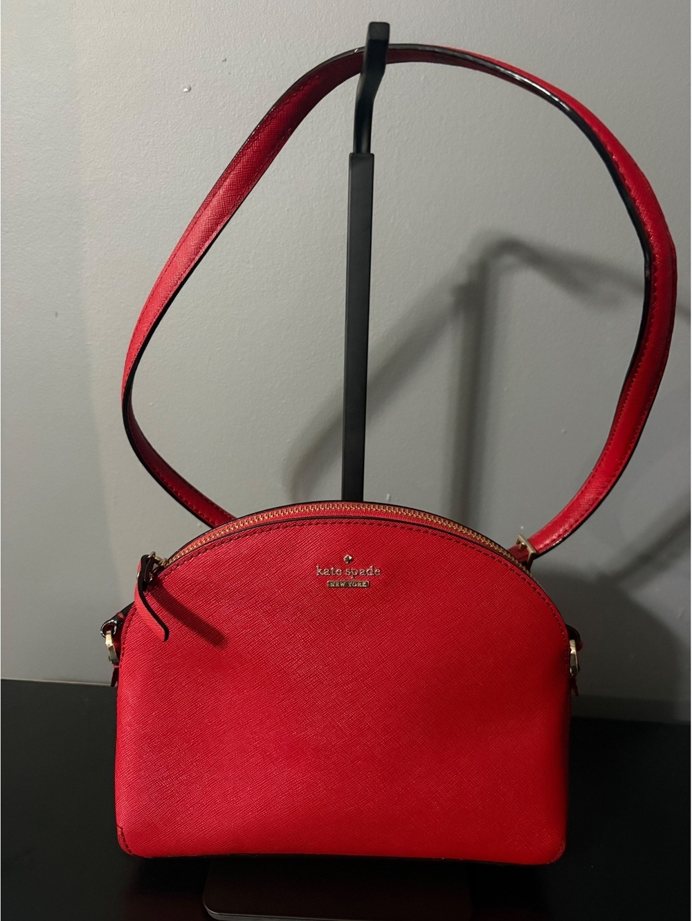 Kate Spade Red Saffiano Leather Dome Crossbody Bag - Picture 2 of 9